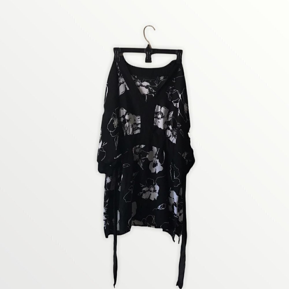 Apostrophe Semi Sheer Floral Tunic with Tie Waist